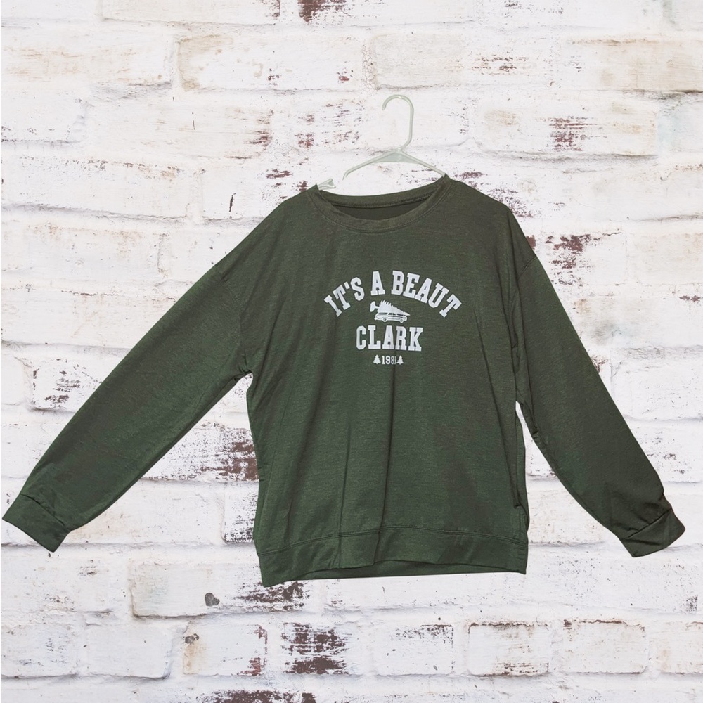 “It’s a Beaut Clark” Women’s Forest Green Graphic Crewneck Sweatshirt Size XL